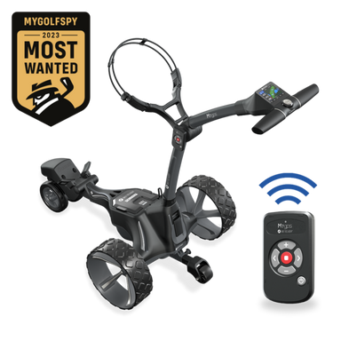 Motocaddy M7 GPS Remote Electric Trolley w/ mygolfspy most wanted badge